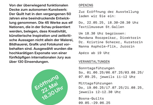 Ausstellung Textilmuseum St. Gallen, Schweiz